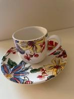 Gien France Kop en Schotel Bloemmotief Vintage Serviesgoed, Antiek en Kunst, Antiek | Servies los, Ophalen of Verzenden