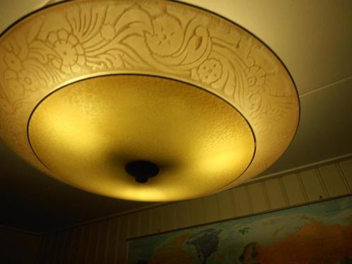 Vintage hanglamp van glas 65 cm, Huis en Inrichting, Lampen | Hanglampen, Gebruikt, Minder dan 50 cm, Glas, Ophalen