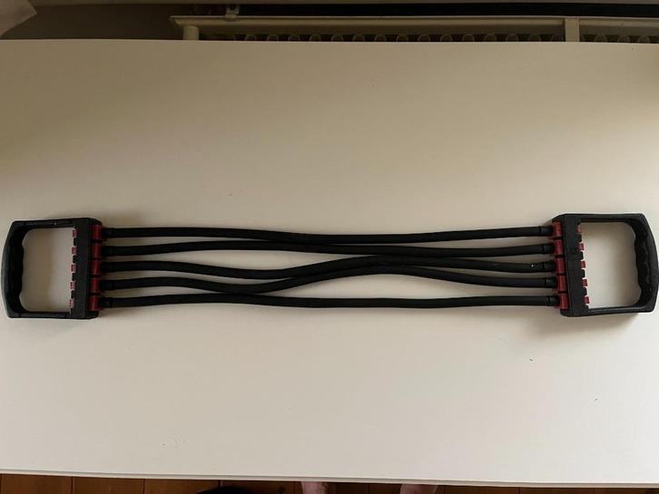 Weerstand tubes: workout set met handvatten, Sport en Fitness, Fitnessmaterialen, Zo goed als nieuw, Overige typen, Armen, Borst