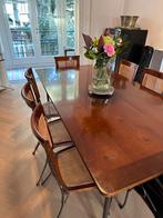 Mahonie eettafel + 8 stoelen 109cmx209cm, Ophalen, 100 tot 150 cm, 200 cm of meer, Zo goed als nieuw