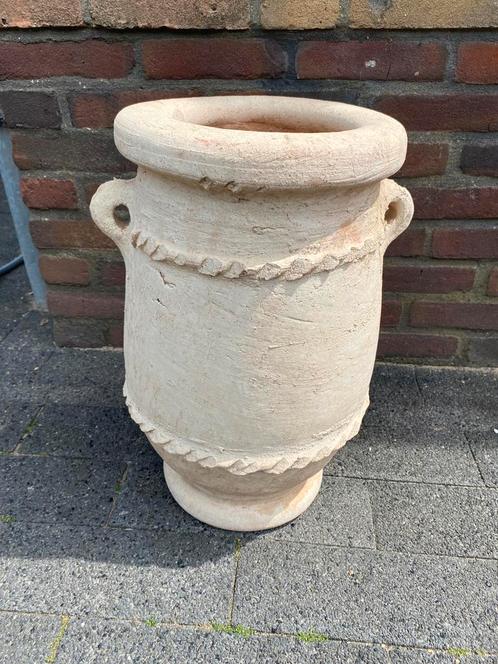 Marrokaanse Tamagroute pot, Tuin en Terras, Bloembakken en Plantenbakken, Zo goed als nieuw, Steen, Tuin, Minder dan 60 cm, Rond