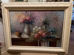 Prachtige groot olieverf bloemen schilderij, Ophalen of Verzenden