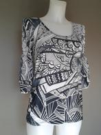 top Save the Queen - zwart/wit print - rimpel in mouw - M/L, Maat 38/40 (M), Zwart, Zo goed als nieuw, Korte mouw