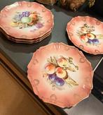 7 Fruit dessert borden roze goud frans vintage brocante, Antiek en Kunst, Ophalen of Verzenden