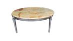 vintage salontafel, Onyx, 70s, Ophalen, Gebruikt, Rond, Minder dan 50 cm