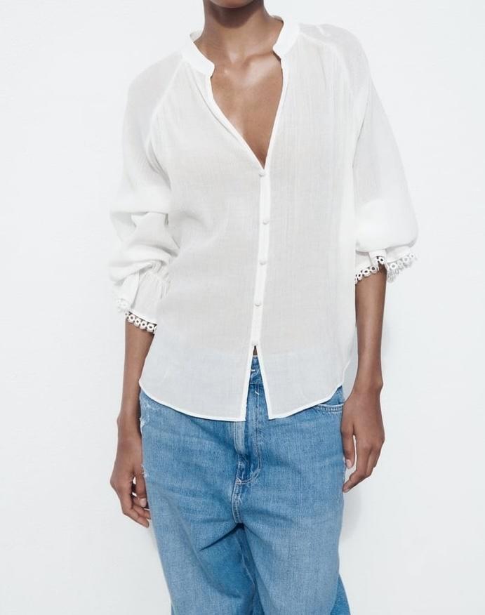Zara witte luchtige boho blouse met guipure textuur maat XS, Kleding | Dames, Blouses en Tunieken, Nieuw, Maat 34 (XS) of kleiner