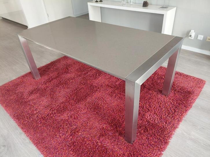 RVS Tafel met Composiet Blad, Huis en Inrichting, Tafels | Eettafels, Zo goed als nieuw, 50 tot 100 cm, 150 tot 200 cm, Vijf personen of meer