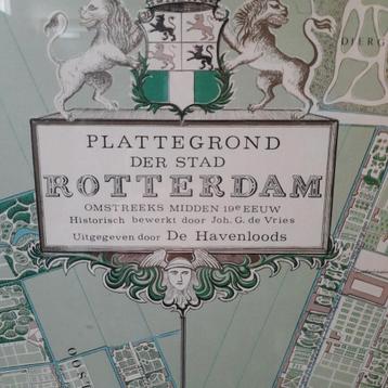 Ingelijste poster van de stad Rotterdam rond 1850.