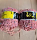 Hema Fifties Garen - 2 Bollen Roze/Blauw/Geel, Ophalen of Verzenden, Nieuw, Breien of Haken, Wol of Garen