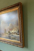 Groot schilderij winterlandschap. Thomas Heesakkers., Antiek en Kunst, Kunst | Schilderijen | Klassiek, Ophalen