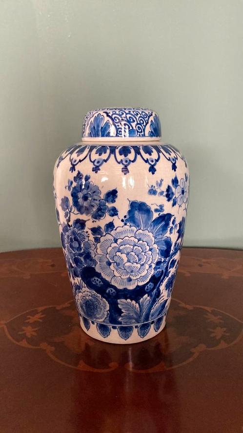 Porceleyne fles delft delftsblauw vaas deksel prachtstuk, Antiek en Kunst, Antiek | Keramiek en Aardewerk, Ophalen