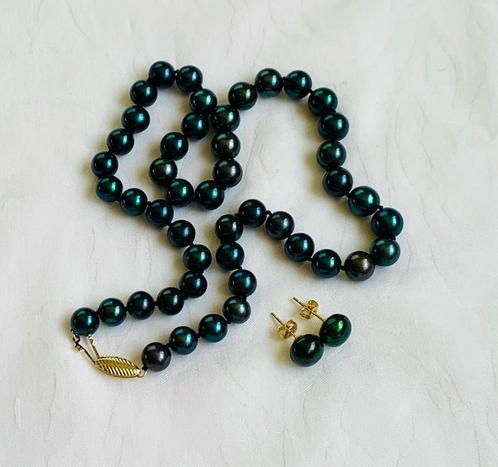 Parelketting & Oorbellen  van  Tahiti “Peacock”  parels 14K, Sieraden, Tassen en Uiterlijk, Kettingen, Nieuw, Goud, Overige kleuren