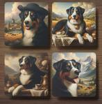Appenzeller Sennenhund Barok onderzetters met houder, Ophalen of Verzenden, Nieuw, Glas of Kopje