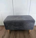 Velvet opbergbankje/poef, Huis en Inrichting, Banken | Voetenbanken en Poefen, Ophalen, Gebruikt, Minder dan 50 cm, 75 tot 100 cm