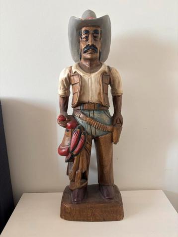 Houten Cowboy Beeld beschikbaar voor biedingen