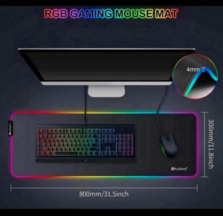 LED Game Gaming muis toetsenbord mat + draadloze oplader !, Computers en Software, Muismatten, Nieuw, Ergonomisch, Gaming muismat