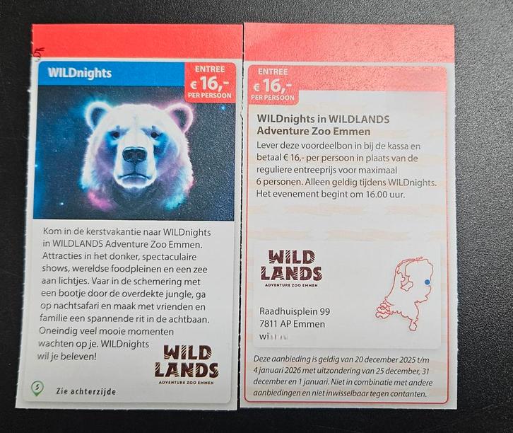 WILDnights in WILDLANDS Adventure Zoo Emmen € 16,- pp, Tickets en Kaartjes, Kortingen en Cadeaubonnen