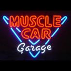 Muscle car Garage Neon wand klok, Huis en Inrichting, Woonaccessoires | Klokken, Nieuw, Analoog, Ophalen of Verzenden, Wandklok