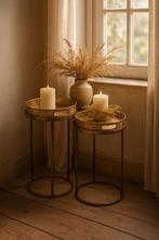 Set van 2 LOBERON goudkleurige metalen Bijzettafels, Huis en Inrichting, Tafels | Bijzettafels, Minder dan 55 cm, Metaal of Aluminium