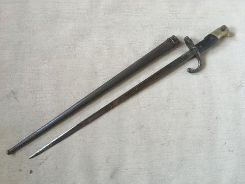 wo1 - Franse M1874 Gras bajonet met schede Châtellerault '83, Verzamelen, Militaria | Algemeen, Landmacht, Mes of Dolk, Overige gebieden