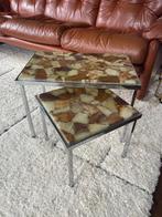 Vintage Onyx & Epoxy Marmer Mimiset Bijzettafels/Side Tables, Ophalen