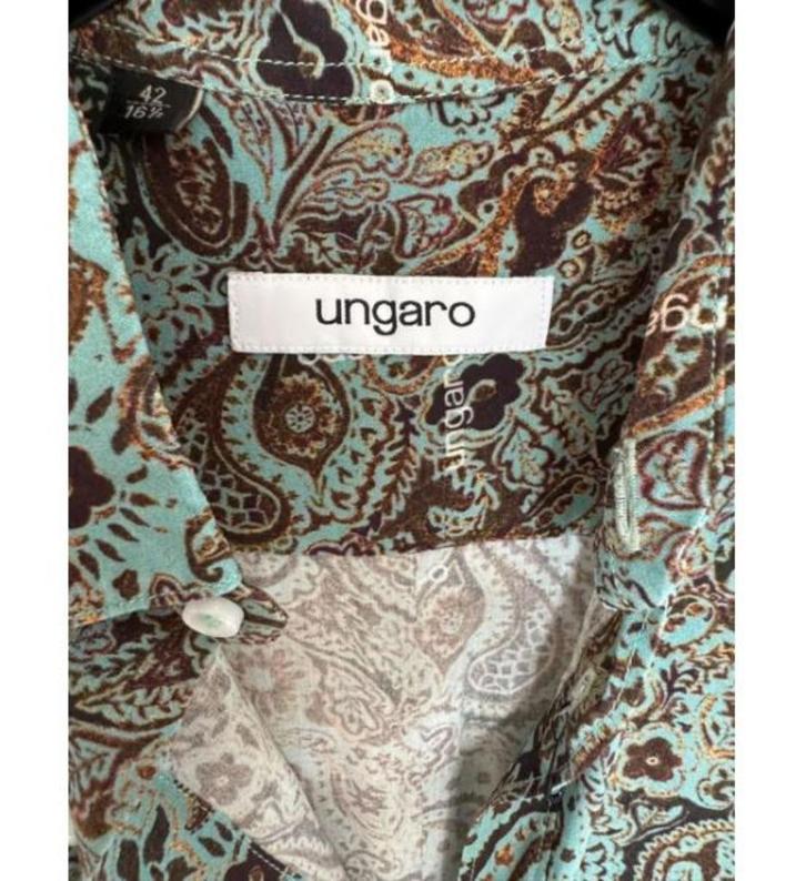 EMANUEL UNGARO groen overhemd korte mouwen medium BCBC, Kleding | Heren, Overhemden, Zo goed als nieuw, Halswijdte 39/40 (M), Blauw