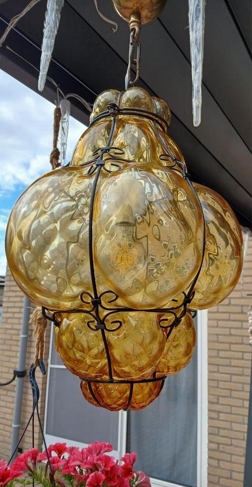Glasgeblazen Venetiaanse hanglamp, kroonluchter, Huis en Inrichting, Lampen | Kroonluchters, Gebruikt, Glas, Ophalen