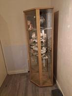 Vitrine kast grijs eiken, Huis en Inrichting, Ophalen, Met plank(en), Gebruikt, Glas