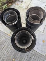 Gaskachel buis, kap en dakdoorvoer zwart, Doe-het-zelf en Verbouw, Buizen en Afvoer, Ophalen, Gebruikt, Minder dan 2 meter, 80 mm of meer