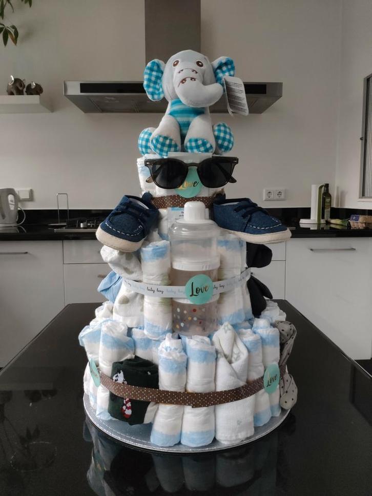 Luiertaart groot jongen kraamkado op aanvraag, Kinderen en Baby's, Kraamcadeaus en Geboorteborden, Nieuw, Kraamcadeau, Ophalen