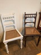 Franse stoeltjes met matzitting - Wenge - 2 stoelen, Huis en Inrichting, Stoelen, Gebruikt, Twee, Wit, Ophalen of Verzenden