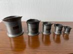 Maatbekers 5 stuks tin, Ophalen of Verzenden