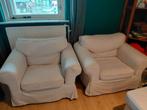 2 ikea stoelen model Ektorp met poef, Huis en Inrichting, Fauteuils, Ophalen, Gebruikt