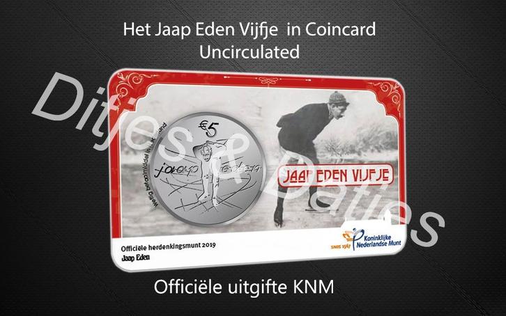 Het Jaap Eden Vijfje in coincard KNM 5 euro herdenkingsmunt, Postzegels en Munten, Munten | Nederland, Euro's, Koningin Beatrix