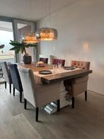 Luxe set: Kloostertafel 260cm + 6 stoelen + 2 lampen, Huis en Inrichting, Tafels | Eettafels, Ophalen, 100 tot 150 cm, Landelijk Robuust Industrieel