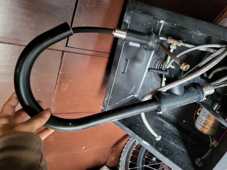 Zwarte kraan en zwarte spoelbak, Huis en Inrichting, Keuken | Keukenelementen, Zo goed als nieuw, Minder dan 100 cm, 50 tot 100 cm