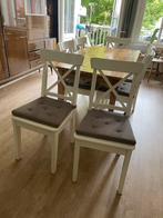 7 IKEA Ingolf stoelen (wit) met kussen, Huis en Inrichting, Stoelen, Ophalen, Gebruikt, Wit, Vijf, Zes of meer stoelen