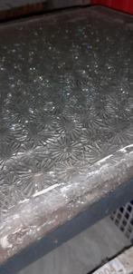 Melkglas, matglas, gewatteerde ruitjes met bloemmotief, Doe-het-zelf en Verbouw, Glas en Ramen, Gebruikt, Minder dan 80 cm, Minder dan 80 cm