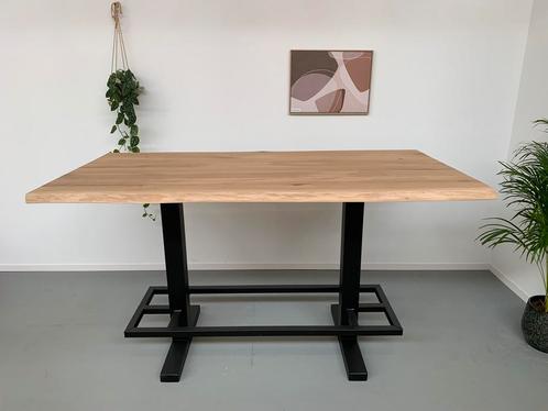 Massief eiken bartafel met voetsteun / baronderstel, Huis en Inrichting, Barren, Nieuw, Ophalen of Verzenden