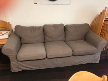 Ektorp bank Ikea, driezits met poef, taupe - afbeelding 2