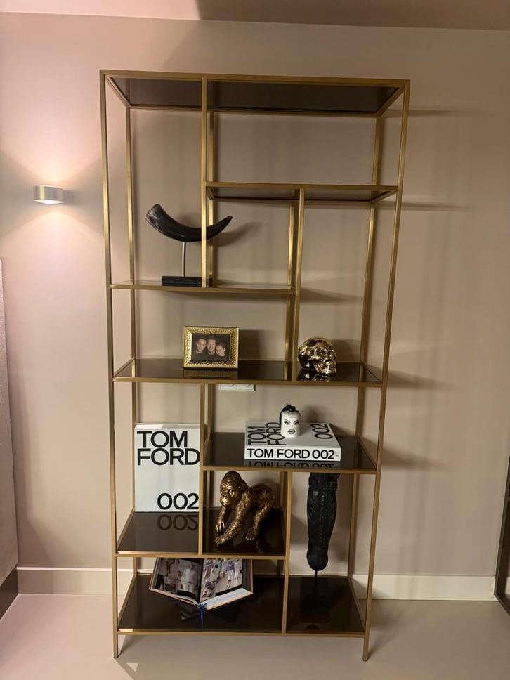 Stijlvolle gouden design kast, Huis en Inrichting, Kasten | Stellingkasten, Zo goed als nieuw, Ophalen