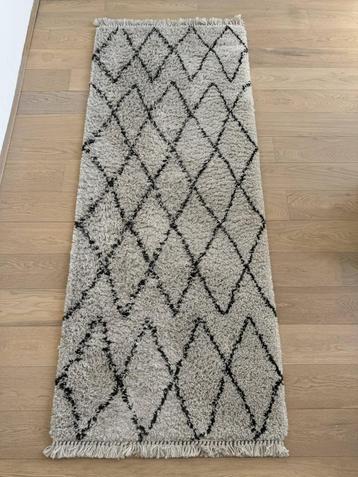 Vloerkleed (loper) 200x80cm | Crème/Zwart | Boho stijl beschikbaar voor biedingen