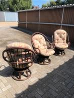 Drie Rotan draaistoelen vintage, Huis en Inrichting, Stoelen, Ophalen, Gebruikt, Riet of Rotan, Drie