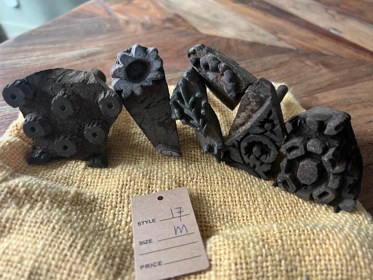 Indiase Batik stempel in zakje India set stempels hout, Hobby en Vrije tijd, Stempelen, Nieuw, Houten stempel, Ophalen of Verzenden