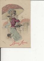 Gelukkig Nieuwjaar Meisje met paddenstoelen 1904, Verzenden, Voor 1920, Gelopen, Feest(dag)