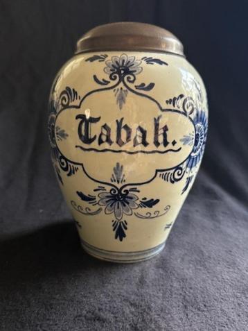 Delfts blauwe tabakspotten, set van 2, antiek/vintage beschikbaar voor biedingen