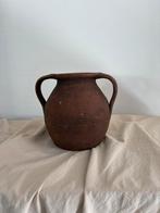 Vintage terracotta wabisabi vaas / kruik bruin h18cm, Overige kleuren, Aardewerk of Porselein, Ophalen of Verzenden, Zo goed als nieuw