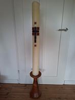 Paas kaars kerk met kandelaar 134cm hoog, Ophalen, Gebruikt, Minder dan 25 cm