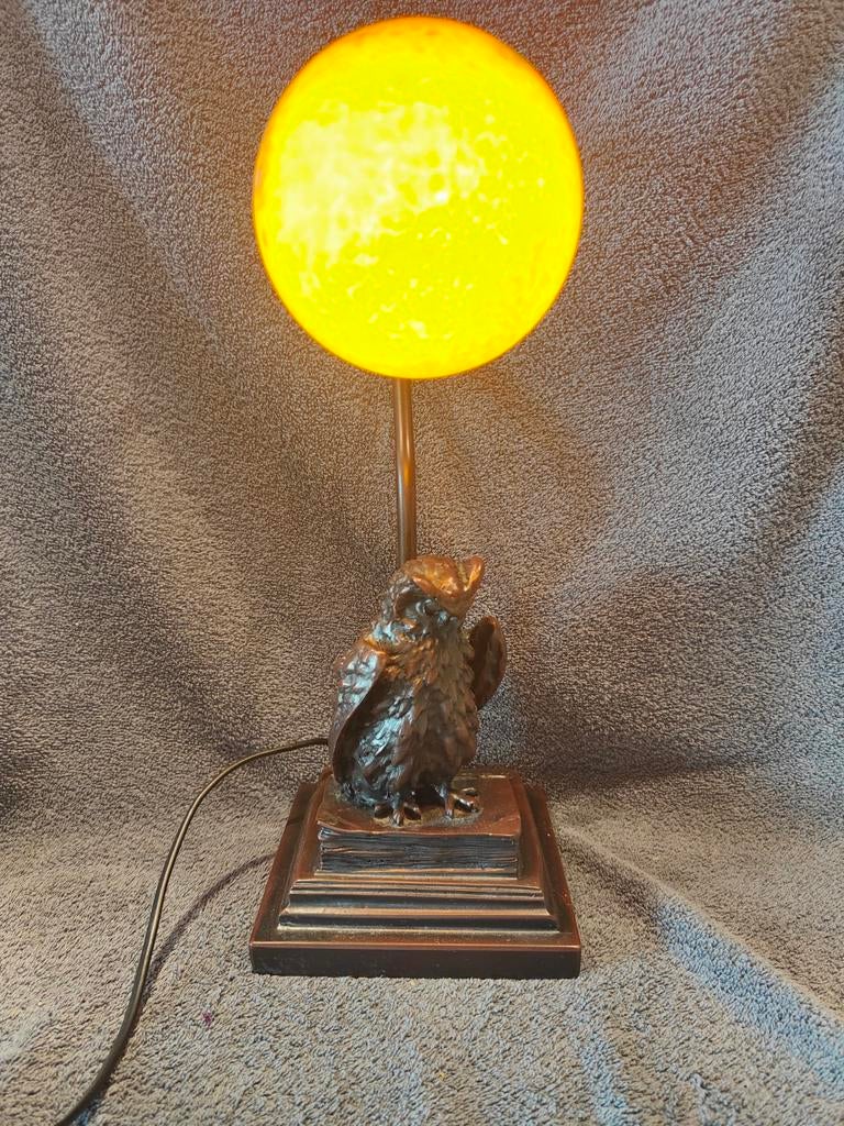 Art Deco Uil Lamp - A. Monreau Stijl, Antiek en Kunst, Ophalen of Verzenden