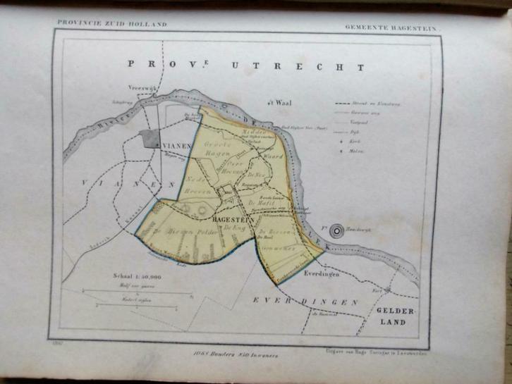 057 / Hagestein / Reijerstein / Litho  Kuyper  ZH, Antiek en Kunst, Kunst | Litho's en Zeefdrukken, Ophalen of Verzenden